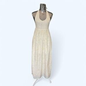 Zara Crochet Halter Maxi Dress XS Boho Cottagecore Summer Festival Feminine